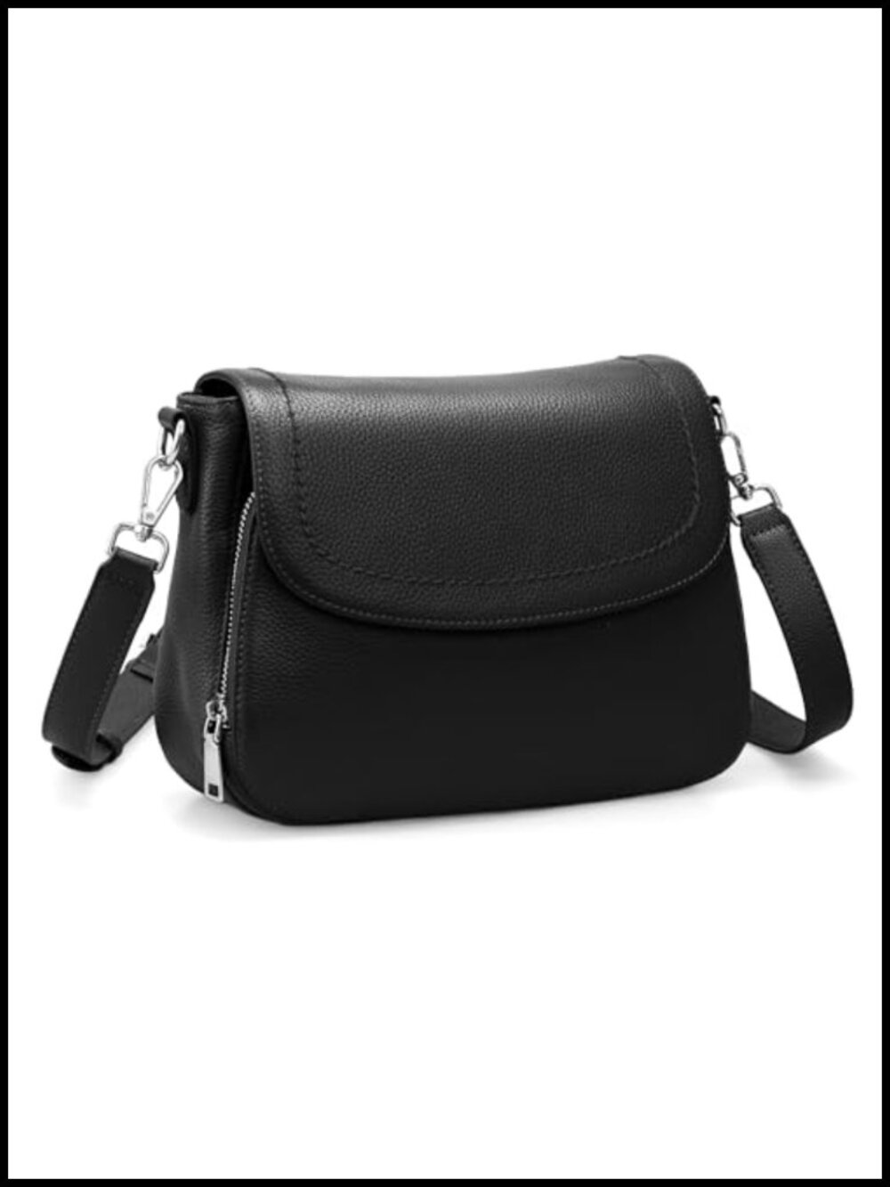 Genuine Leather Medium Crossbody Saddle Bag with RFID Wallet